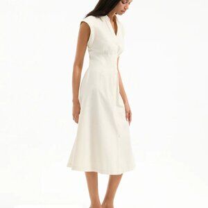 Veronica Beard Ruben Cotton Midi Dress w/Collar